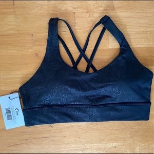 ZYIA Black Paisley Light n Tight Strappy Bra (L)